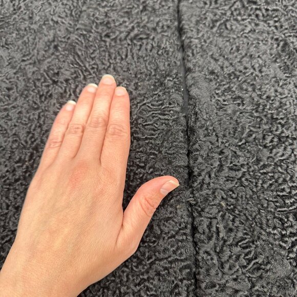 Vintage Black Persian Lambs Wool Coat Cape Style Curly Hair Sheep Mid Century - Picture 7 of 12